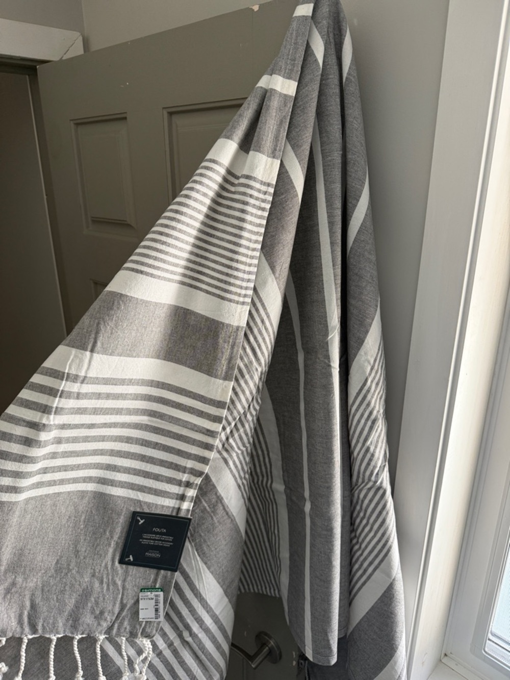 Striped Gray & White Turkish Towel